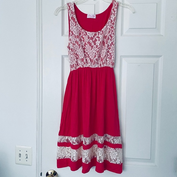 Pink Lily Dresses & Skirts - Pink Lily - Pink and white lace dress